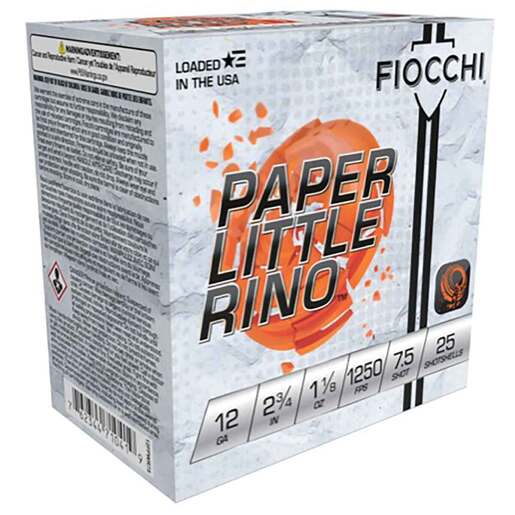 Fiocchi Paper Little Rino 12 Gauge 2-3/4in #7.5 1-1/8oz Target Shotshells Ammo - 25 Rounds Ammo - #7.5 25 Rounds - #7.5 Ammo