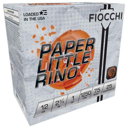 Fiocchi Paper Little Rino 12 Gauge 2-3/4in #7.5 1oz Target Shotshells – 25 Rounds – #7.5