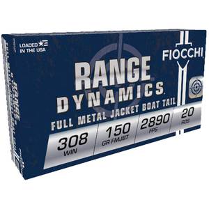 Fiocchi Range Dynamics 308 Winchester 150gr FMJ Rifle Ammo - 20 Rounds