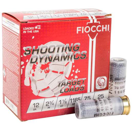 Fiocchi Shooting Dynamics 12 Gauge 2-3/4in #7.5 1 1/8oz Target Shotshells Ammo - 25 Rounds Ammo - #7.5 25 Rounds - #7.5 Ammo