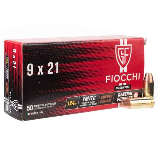 Fiocchi Shooting Dynamics 9x21mm 123gr FMJTC Handgun Ammo Ammo - 50 Rounds 50 Rounds Ammo