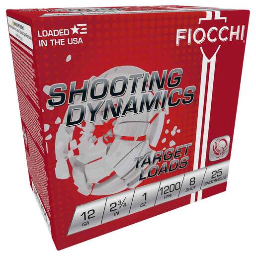 Fiocchi Shooting Dynamics Target 12 Gauge 2-3/4in #8 1oz Target Shotshells Ammo - 25 Rounds Ammo - #8 25 Rounds - #8 Ammo