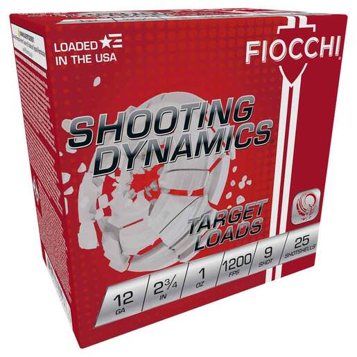 Fiocchi Shooting Dynamics Target 12 Gauge 2-3/4in #9 1oz Target Shotshells Ammo - 25 Rounds Ammo - #9 25 Rounds - #9 Ammo