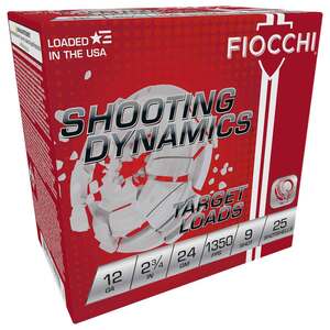 Fiocchi Shooting Dynamics Target 12 Gauge 2-3/4in #9 24gm Target Shotshells - 25 Rounds Fiocchi Shooting Dynamics Target 12 Gauge 2-3/4in #9 24gm Target Shotshells - 25 Rounds