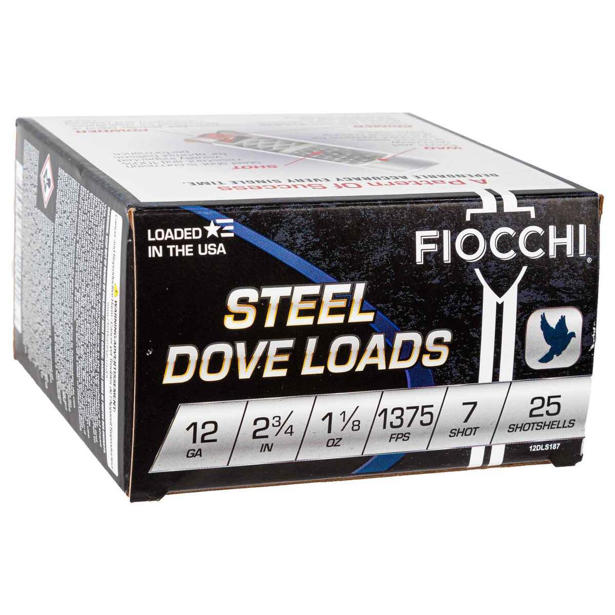 Fiocchi Steel Dove Loads 12 Gauge 2-3/4in #7 1-1/8oz Upland Shotshells - 25 Rounds Fiocchi Steel Dove Loads 12 Gauge 2-3/4in #7 1-1/8oz Upland Shotshells - 25 Rounds