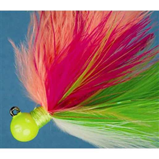 Fire Flies Marabou Flash Jig - Pink & Peach with Red Light Stick 1/0 - Fire Flies