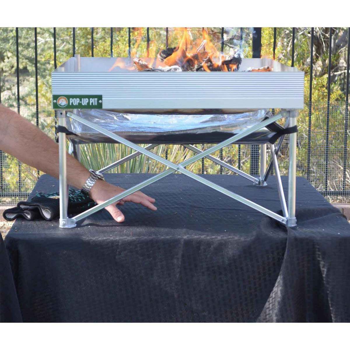 Fireside Outdoor Pop-Up Pit & Heat Shield Combo - Stainless Steel - Stainless Steel Fireside Outdoor Pop-Up Pit & Heat Shield Combo - Stainless Steel - Stainless Steel