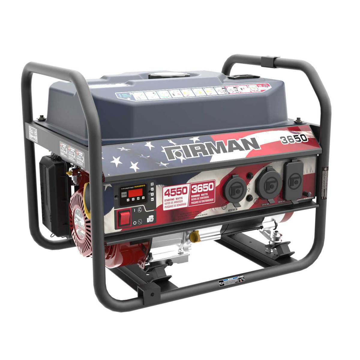 FIRMAN P03618 4550/3650 Watts Portable Gas Generator - Red / White / Blue FIRMAN P03618 4550/3650 Watts Portable Gas Generator - Red / White / Blue
