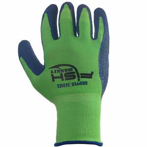 Fish Monkey Men's All Purpose Gripper Fishing Gloves - Neon Green/Royal Blue - L/XL