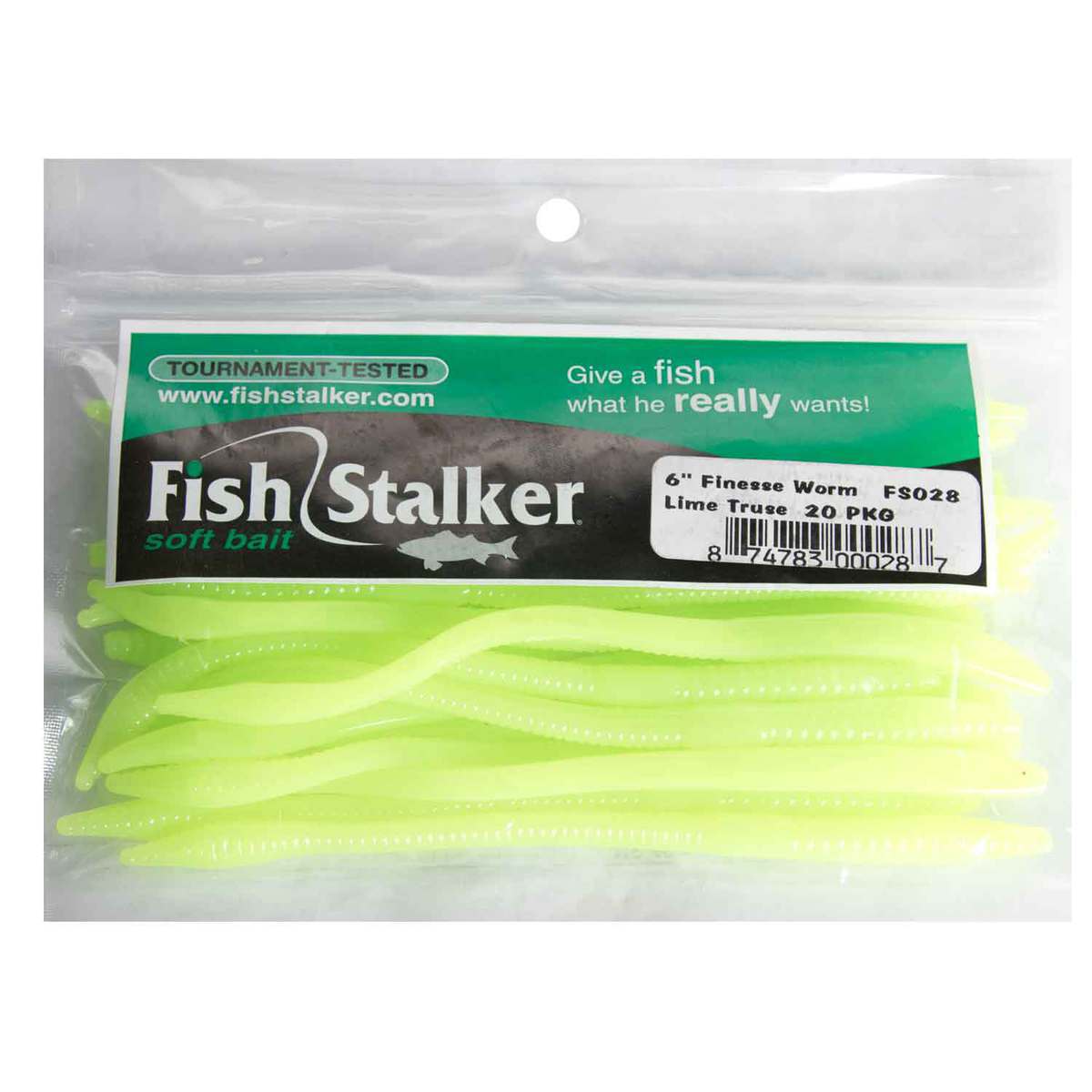 Fish Stalker Finesse Worms - Limetruese, 6in | Sportsman's Warehouse