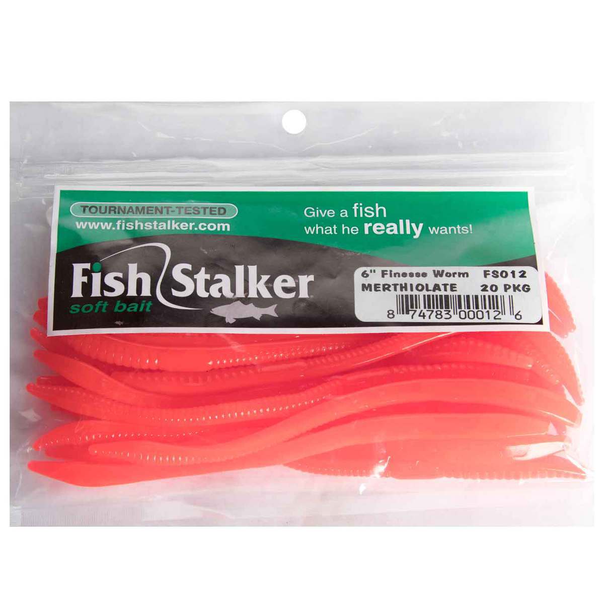 Fish Stalker Finesse Worms - Merthiolate, 6in | Sportsman's Warehouse