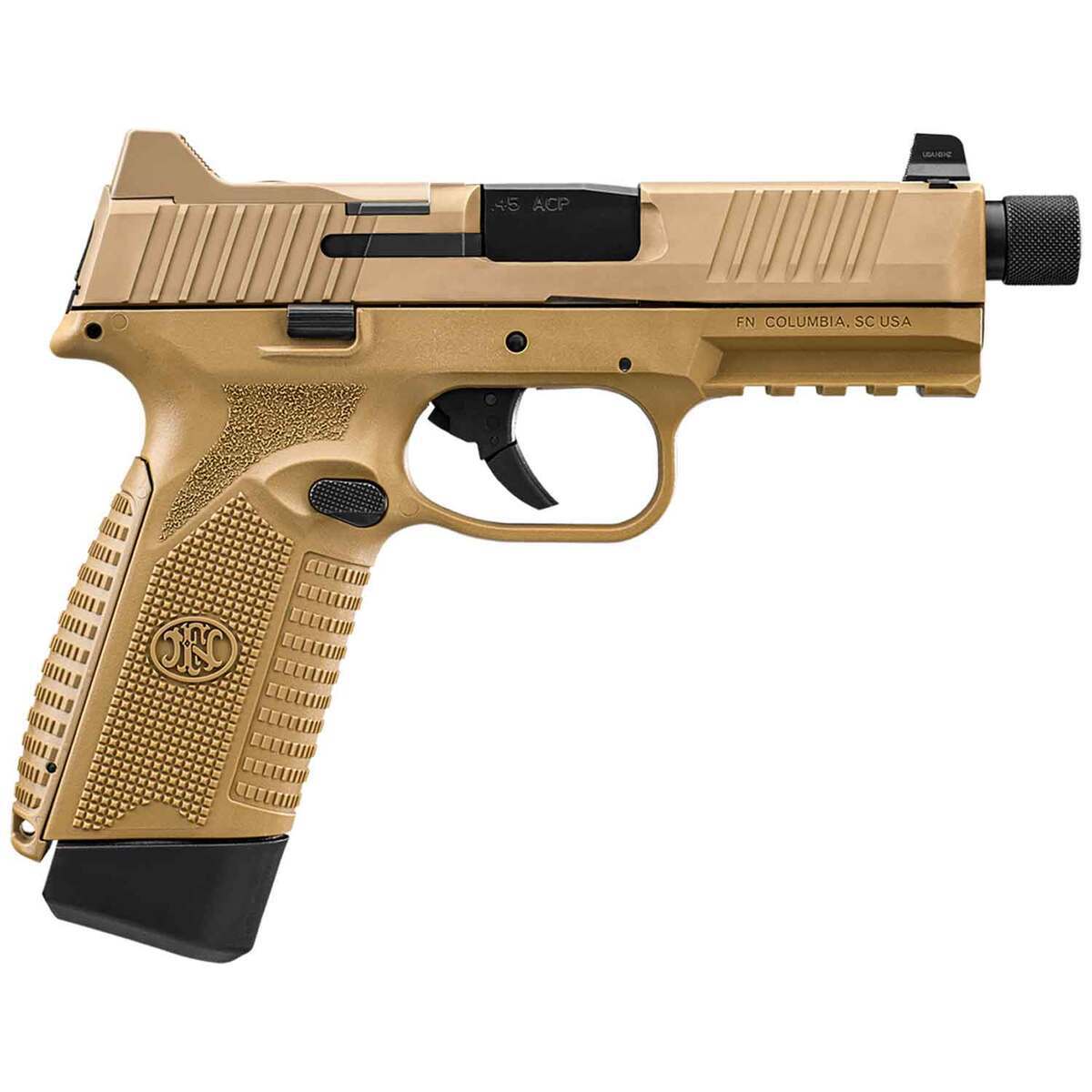 FN 545 Tactical 45 Auto (ACP) 4.7in FDE Anodized Pistol - 10+1 Rounds - Tan FN 545 Tactical 45 Auto (ACP) 4.7in FDE Anodized Pistol - 10+1 Rounds - Tan
