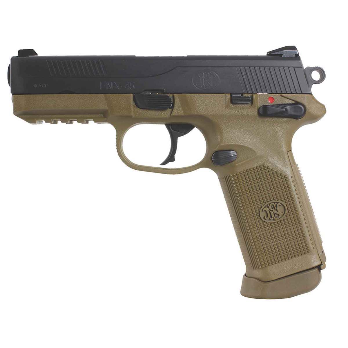 FN FNX-45 45 Auto (ACP) 4.5in Blackened Stainless Pistol - 15+1 Rounds - Tan FN FNX-45 45 Auto (ACP) 4.5in Blackened Stainless Pistol - 15+1 Rounds - Tan