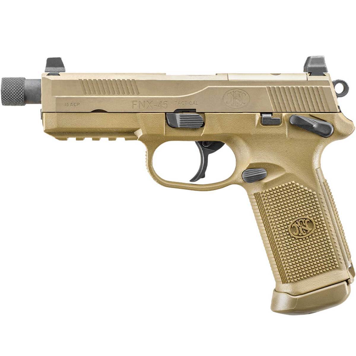 FN FNX-45 Tactical w/ Holosun 45 Auto (ACP) 5.3in FDE Pistol - 15+1 Rounds - Tan FN FNX-45 Tactical w/ Holosun 45 Auto (ACP) 5.3in FDE Pistol - 15+1 Rounds - Tan