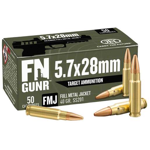 FN GUNR 5.7x28mm 40gr FMJ Handgun Ammo Ammo - 50 Rounds 50 Rounds Ammo