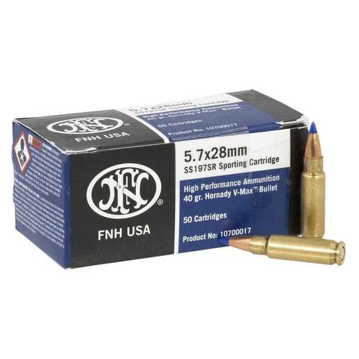 FN SS197SR 5.7x28mm 40gr Hornady V-Max Handgun Ammo Ammo - 50 Rounds 50 Rounds Ammo