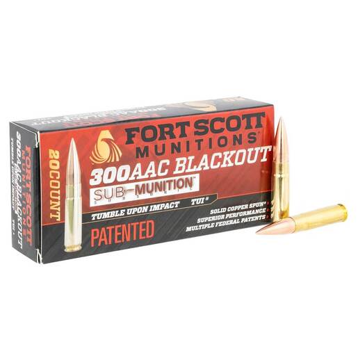 Fort Scott Munitions Sub-Munition TUI 300 AAC Blackout 190gr SCS Centerfire Rifle Ammo Ammo - 20 Rounds 20 Rounds Ammo