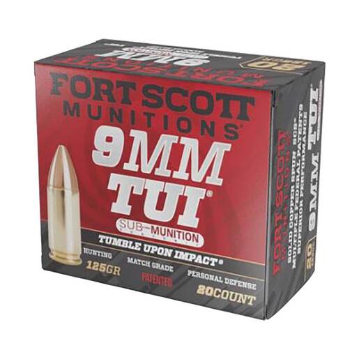 Fort Scott Munitions Sub-Munition TUI 9mm Luger 125gr SCS Centerfire Handgun Ammo Ammo - 20 Rounds 20 Rounds Ammo