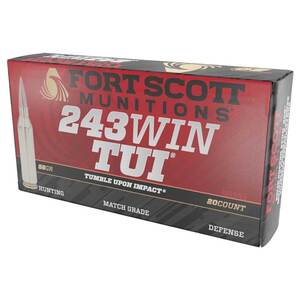 Fort Scott Munitions TUI 243 Winchester 70gr SCS Centerfire Rifle Ammo - 20 Rounds