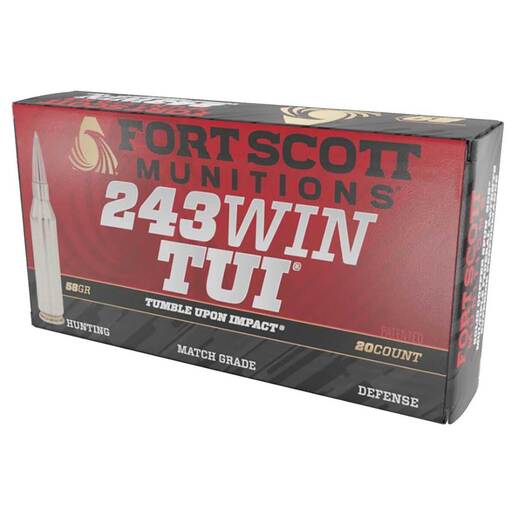 Fort Scott Munitions TUI 243 Winchester 70gr SCS Centerfire Rifle Ammo Ammo - 20 Rounds 20 Rounds Ammo