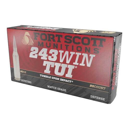 Fort Scott Munitions TUI 243 Winchester 80gr SCS Centerfire Rifle Ammo Ammo - 20 Rounds 20 Rounds Ammo