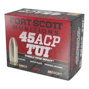 Fort Scott Munitions TUI 45 Auto (ACP) 180gr SCS Centerfire Handgun Ammo - 20 Rounds Fort Scott Munitions TUI 45 Auto (ACP) 180gr SCS Centerfire Handgun Ammo - 20 Rounds