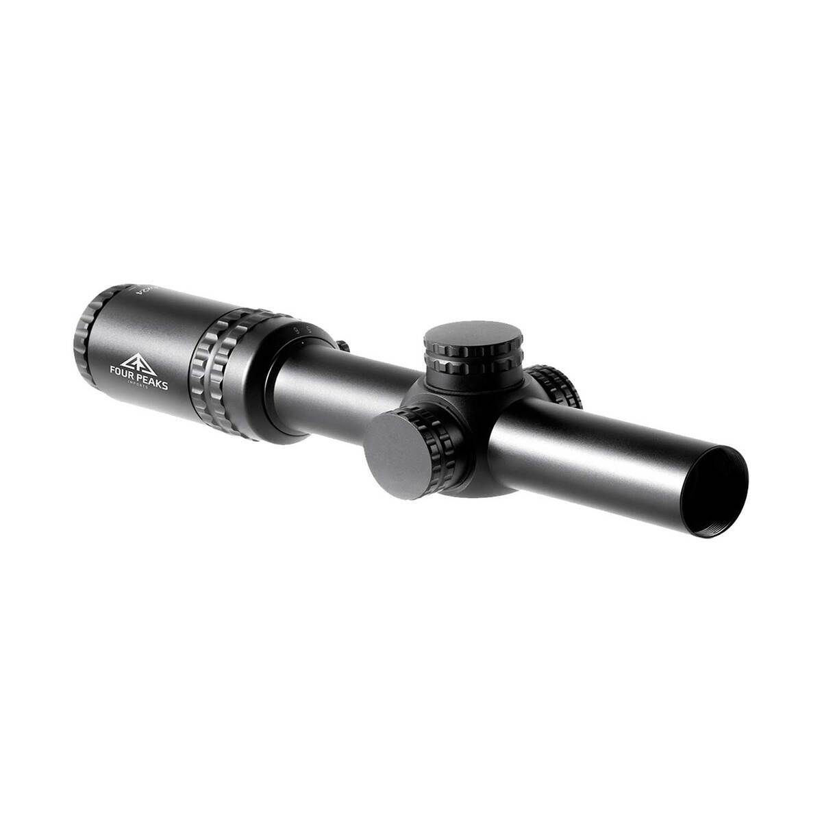 Four Peaks Imports Magnified 1-6x 24mm Rifle Scope - Illuminated Red Etched MIL - Black Four Peaks Imports Magnified 1-6x 24mm Rifle Scope - Illuminated Red Etched MIL - Black