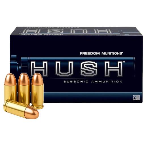 Freedom Munitions HUSH Subsonic 9mm Luger RN Handgun Ammo Ammo - 50 Rounds 50 Rounds Ammo