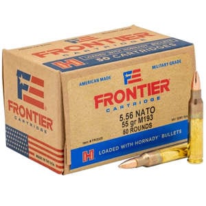 Hornady Frontier 5.56mm NATO 55gr FMJ Rifle Ammo - 50 Rounds