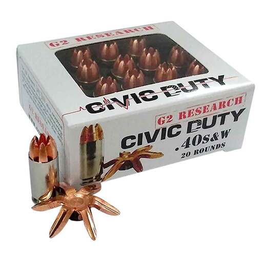 G2 Research Civic Duty 40 S&W 122Gr CEP Handgun Ammo Ammo - 20 Rounds 20 Rounds Ammo