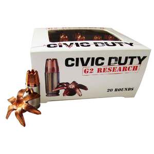 G2 Research Civic Duty 45 ACP 168gr CEP Handgun Ammo - 20 Rounds