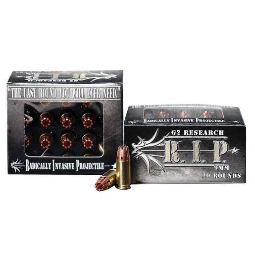 G2 Research R.I.P 9mm Luger 92Gr FHP Handgun Ammo Ammo - 20 Rounds 20 Rounds Ammo