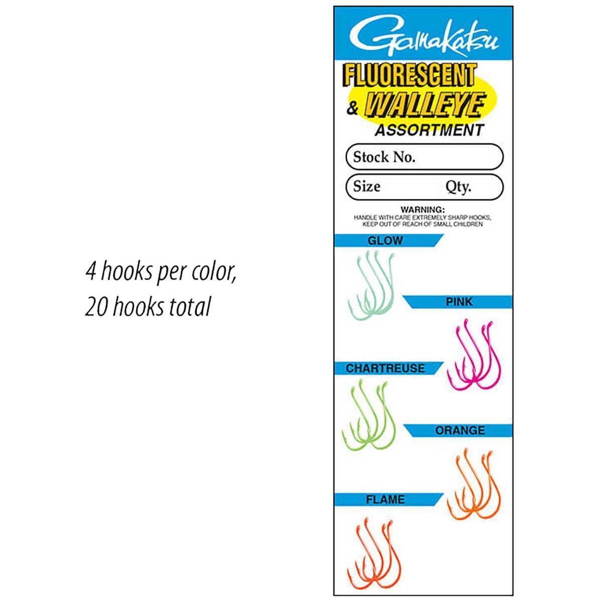 Gamakatsu Fluorescent Walleye Steelhead Octopus Assortment Hooks - Assorted Colors, Size 6 - Assorted Colors 6 Gamakatsu Fluorescent Walleye Steelhead Octopus Assortment Hooks - Assorted Colors, Size 6 - Assorted Colors 6