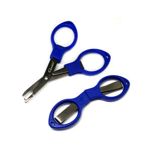 Gamakatsu Folding Braid Fishing Scissors with Split Ring Opener - Blue 4in