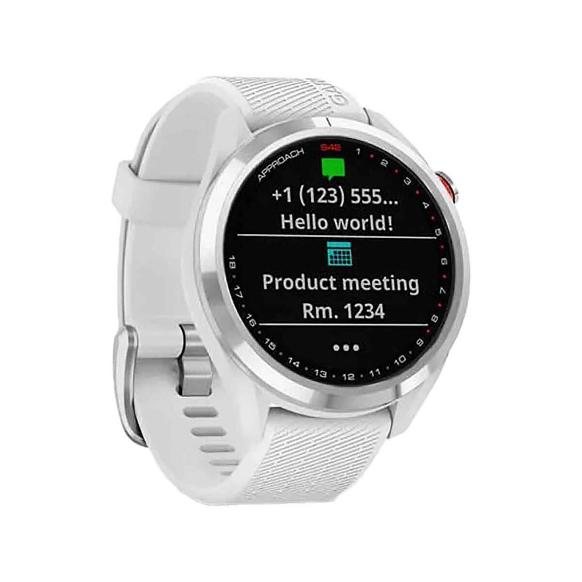 Garmin Approach S42 Golf GPS Watch - Polished Silver/White Band - Polished Silver Garmin Approach S42 Golf GPS Watch - Polished Silver/White Band - Polished Silver
