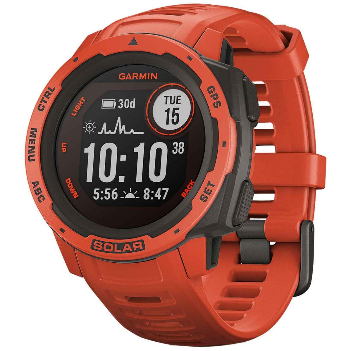 Garmin Instinct Solar GPS Watch - Flame Red - Flame Red Garmin Instinct Solar GPS Watch - Flame Red - Flame Red