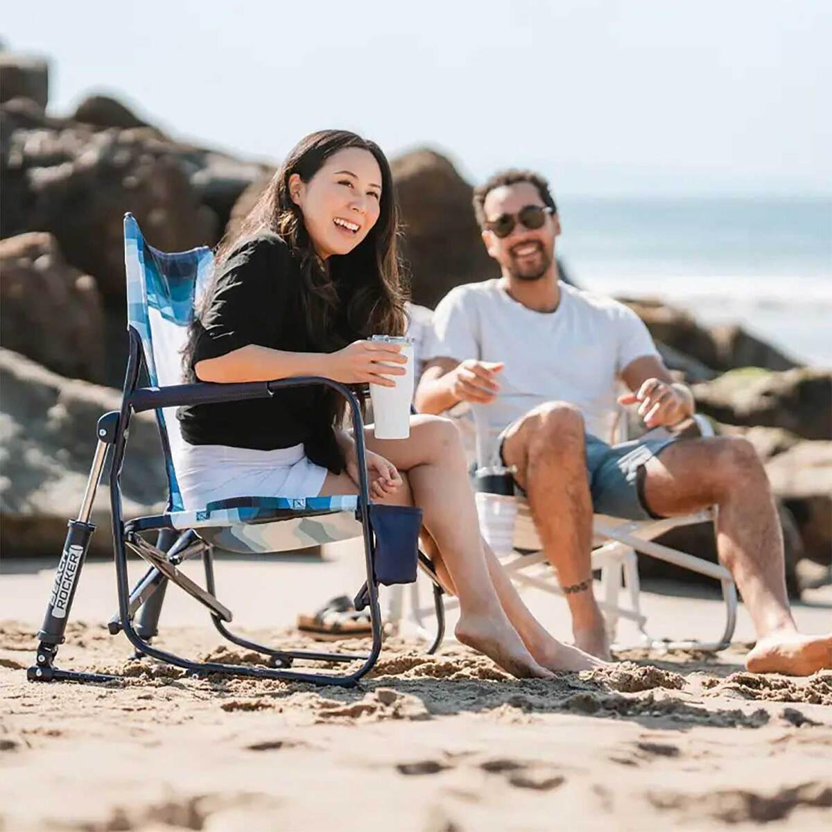 Beachy Rocker GCI Outdoor Beach Rocker Folding Chair - Blue Beach Wave | Sportsman's ...