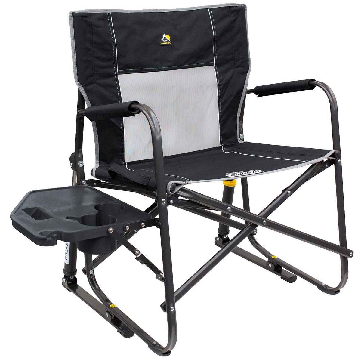 GCI Outdoor Freestyle Rocker XL with Side Table Camp Chair Black
