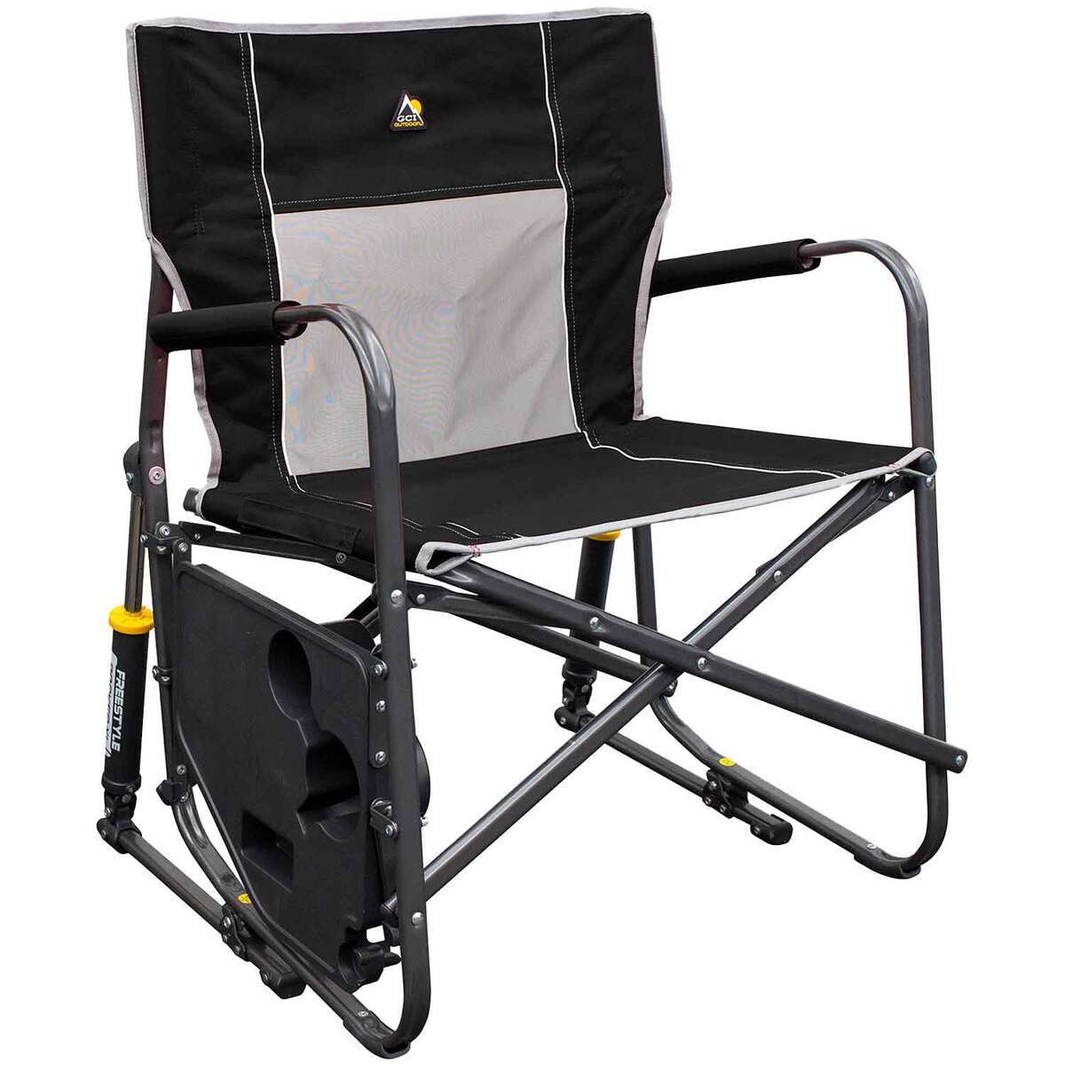 GCI Outdoor Freestyle Rocker XL with Side Table Camp Chair Black
