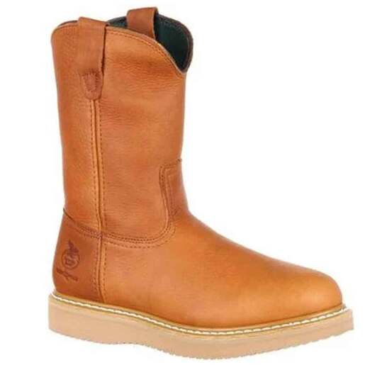 Georgia Boot Men's Wedge Wellington Soft Toe 10in Work Boots - Barracuda Gold 8.5