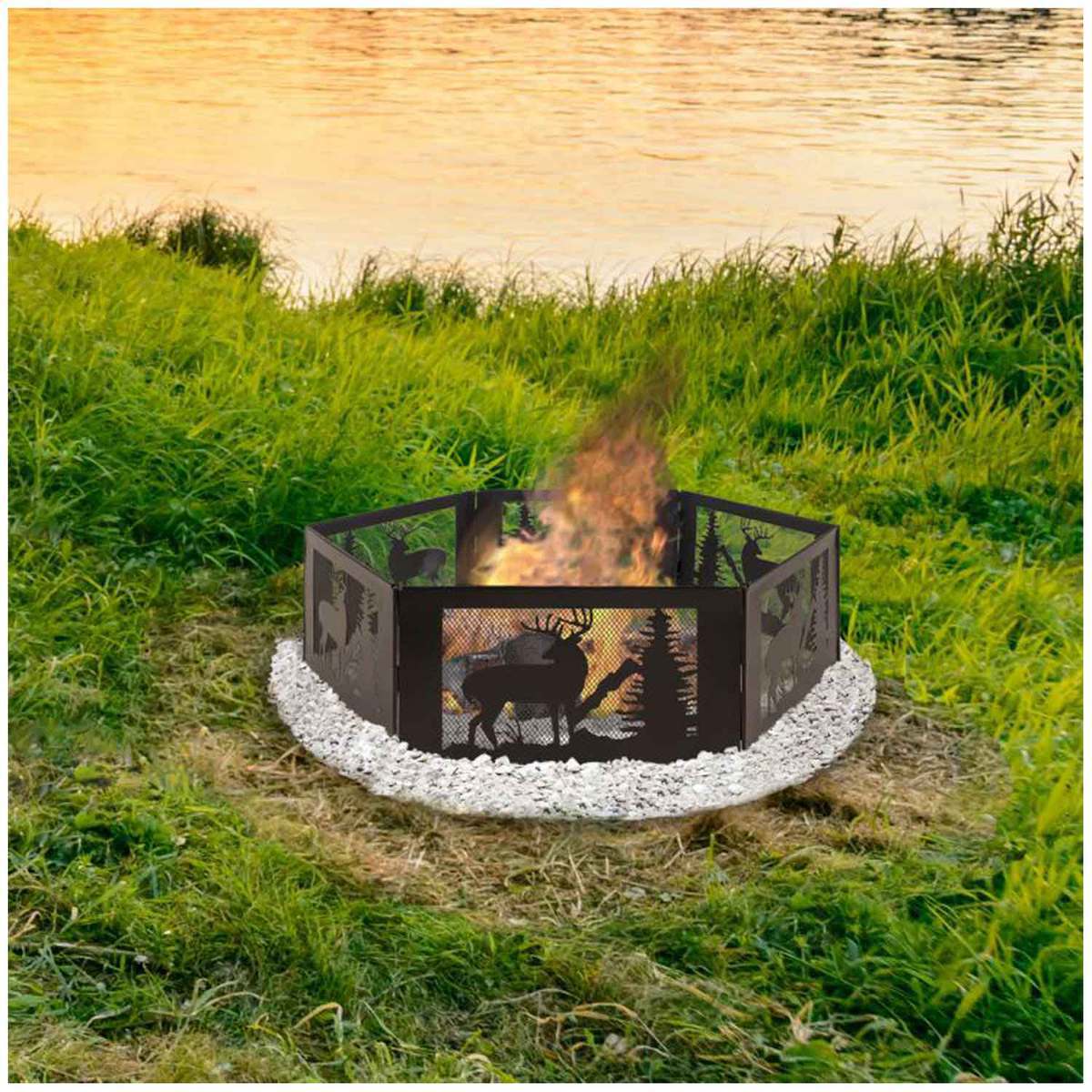 GHP Pleasant Hearth Deer Mountain Folding Fire Ring GHP Pleasant Hearth Deer Mountain Folding Fire Ring