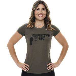 Girls With Guns Women's Armed Graphic Short Sleeve Shirt - Olive - XL