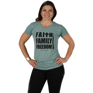 Girls With Guns Women's Faith Family Freedom Short Sleeve Shirt