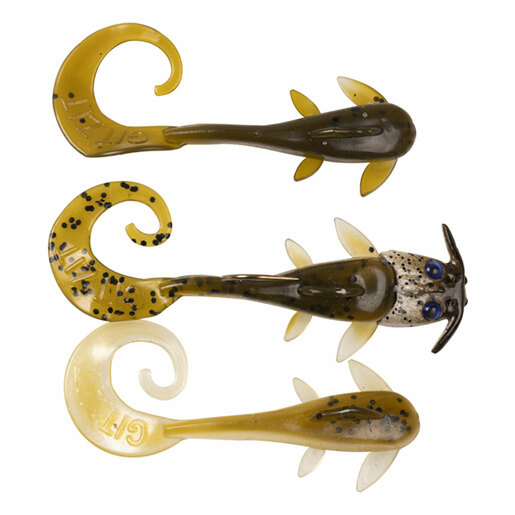 Gitzit Baby Blue Eyes Cat Fish Soft Minnow Bait – Chartreuse / Brown