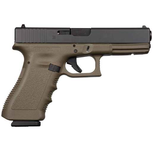 Glock 17 9mm Luger 4.49in OD Green/Black Pistol - 10+1 Rounds - Green Fullsize - Glock