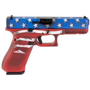 Glock 17 Gen5 9mm Luger 4.5in Red, White & Blue Battleworn Flag Pistol - 17+1 Rounds