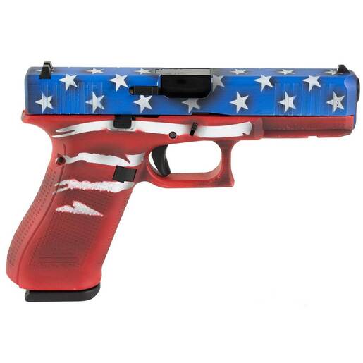 Glock 17 Gen5 9mm Luger 4.5in Red, White & Blue Battleworn Flag Pistol - 17+1 Rounds - Camo Full-Size image