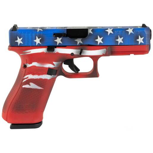 Glock 17 Gen5 M.O.S 9mm Luger 4.5in Red, White & Blue Battleworn Flag Pistol - 17+1 Rounds - Camo Full-Size image