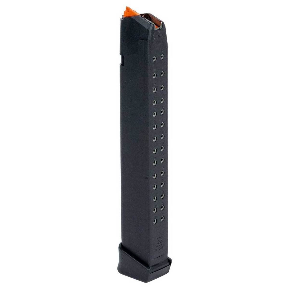 Glock 17/19/26/34 Black With Orange Follower 9mm Luger Handgun Magazine - 33 Round - Black Glock 17/19/26/34 Black With Orange Follower 9mm Luger Handgun Magazine - 33 Round - Black