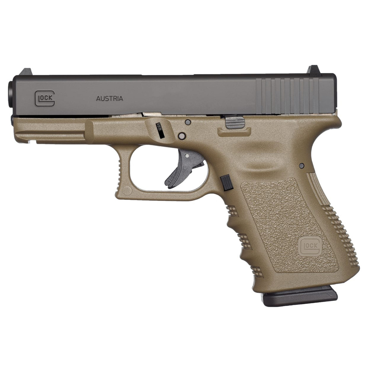 Glock 19 9mm Luger 4.02in OD Green/Black Pistol - 10+1 Rounds - California Compliant Glock 19 9mm Luger 4.02in OD Green/Black Pistol - 10+1 Rounds - California Compliant